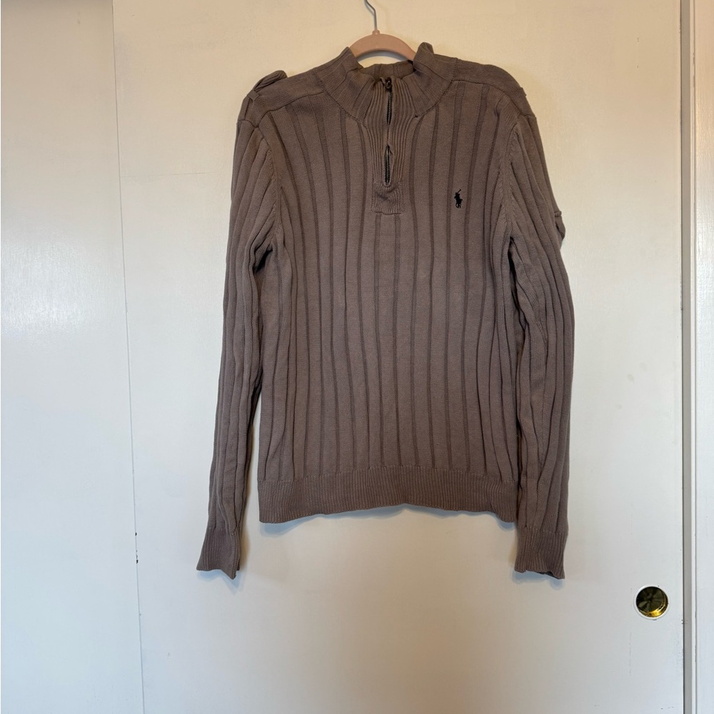 Men's Polo Ralph Lauren Grey Knit  1/4 Zip-Up Sweater